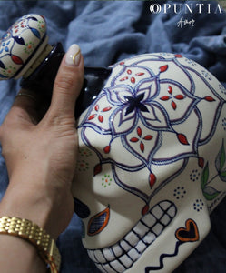 Licorera de cerámica en forma de Calavera | Pintadas a mano